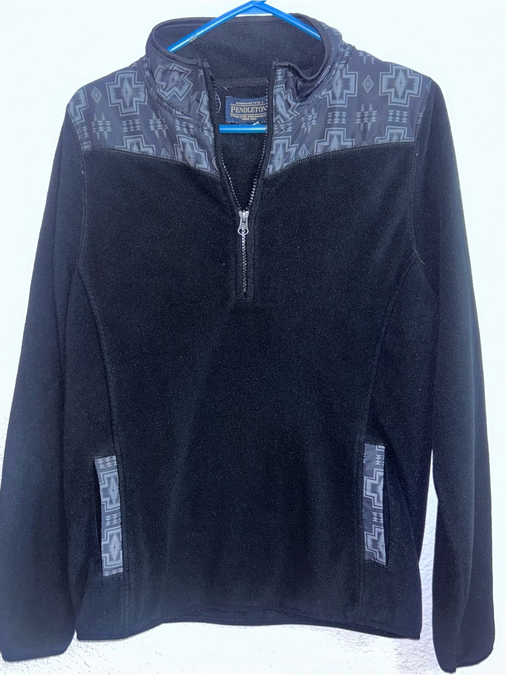 Pendleton Men’s Black Zip-Up Fleece with Patterned Accents